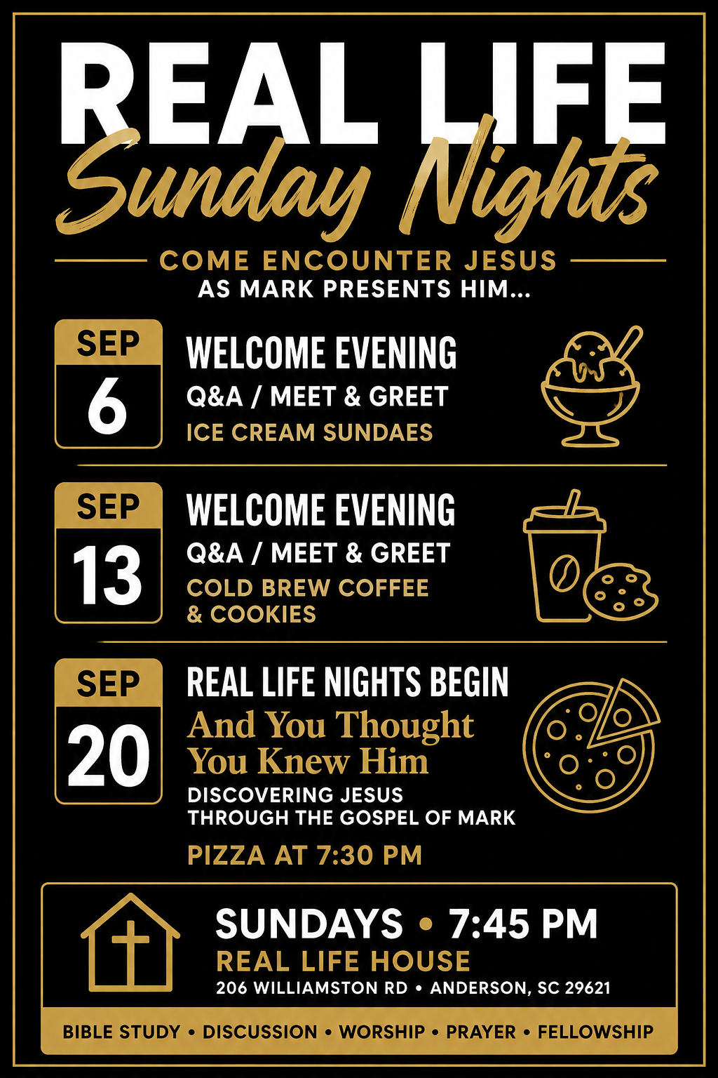 Real Life Sunday Nights Flyer